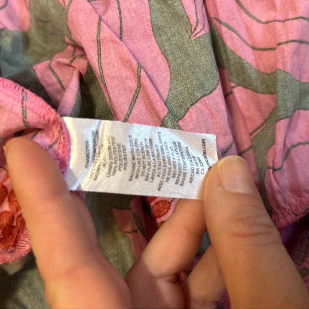 Anthropologie Corey Lynn Calter Pink Floral Tiered Midi Dress Tie Shoulder Large - Picture 6 of 7